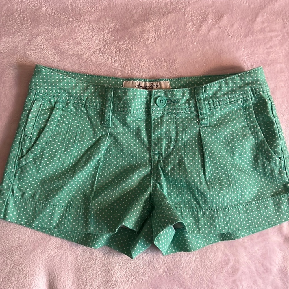 American Rag Shorts Size 1 green and white polkadot - NEW*